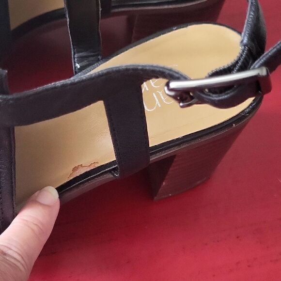 Franco Sarto Open Toe Mandi Block Heels Black Leather Shoes Women's 9.5 M - Picture 14 of 16